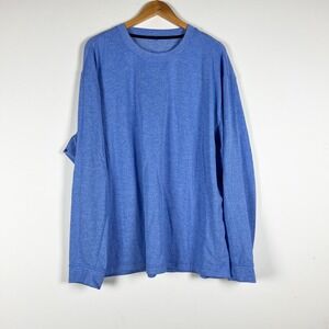 Lululemon Men's Cotton Crew Neck Long Sleeve Casual Tee Shirt Top Blue XXL